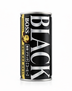Japanese BOSS unsweetened black coffee 185ml can Suntory canned coffee on white background