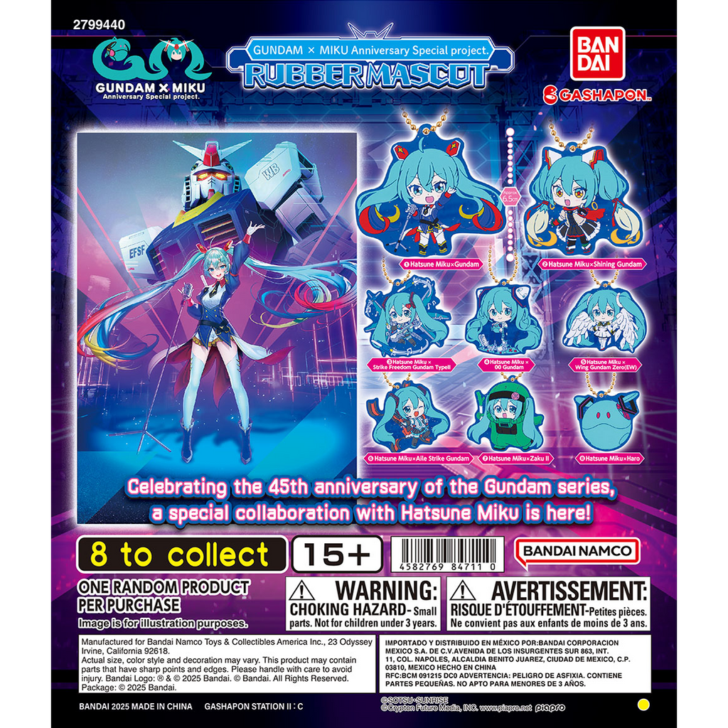 Gundam Hatsune Miku rubber mascot gachapon full set lineup anime capsule toy collectible Japan