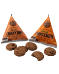 Japanese Morinaga mini chocolate chip cookies individual packs with crispy chocolate cookies on white background