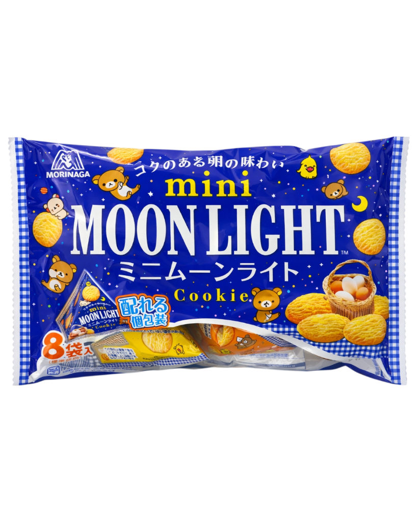 Japanese Morinaga mini Moonlight cookies packaging front view crispy butter cookie snack
