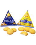 Japanese Morinaga mini Moonlight cookies individual packs with butter cookies on white background