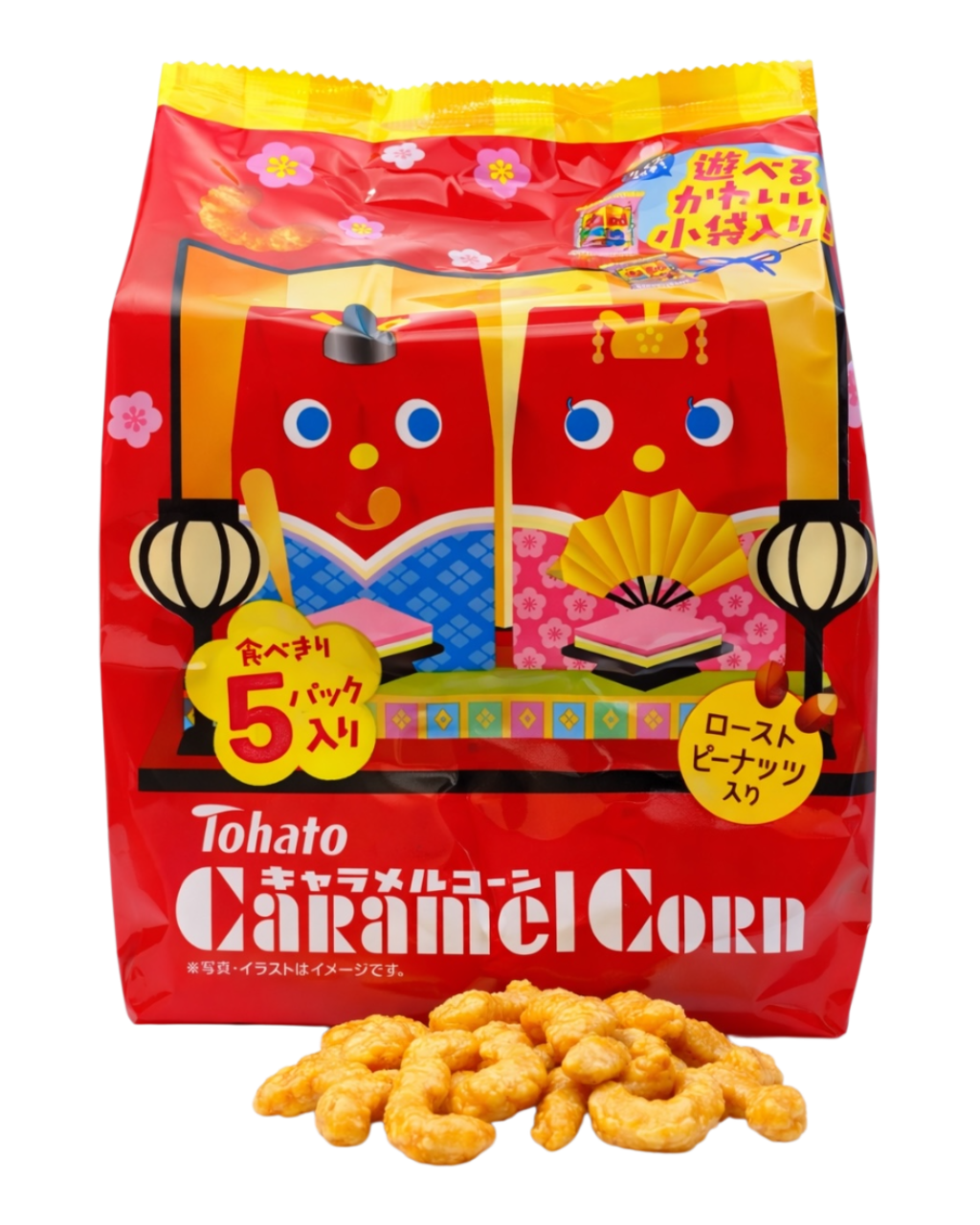 Japanese Tohato caramel corn Hinamatsuri festival snack sweet puff corn packaging