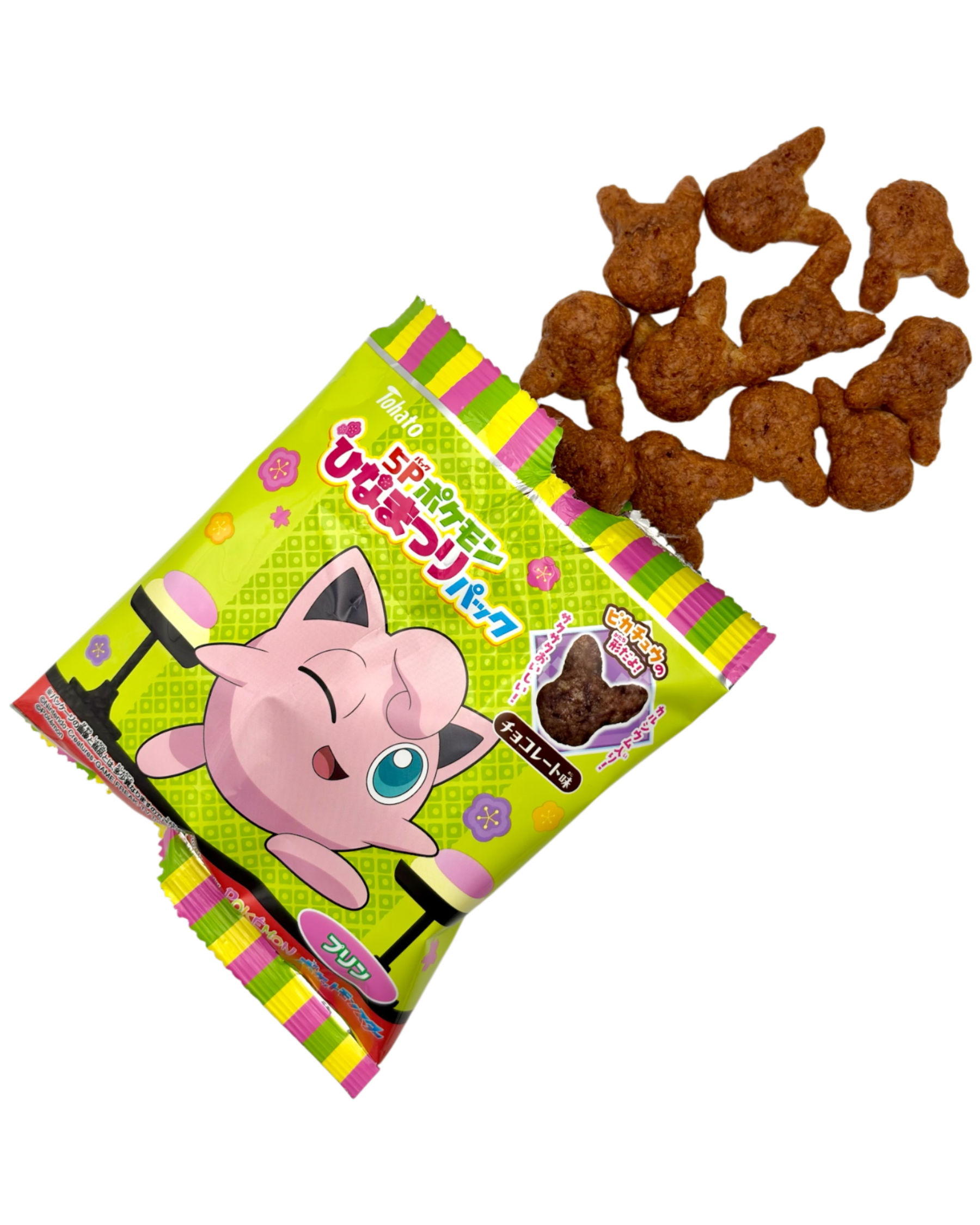 Pokémon chocolate puff snack pieces crispy chocolate puffs Jigglypuff themed Japan snack